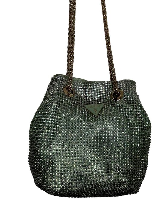 Guess Handbags - Guess Zalina Mini Purse Handbag Mesh Rhinestone Celadon Blue Green Gold NWT
